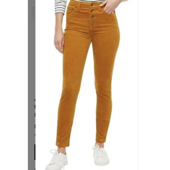 j.crew Pants - J.Crew 9” High Rise Skinny Corduroy High Rise Jeans Mustard Yellow SZ-28 Petite